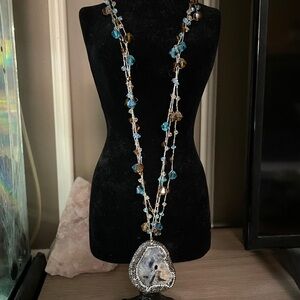 New! Hand made Necklace - Druzy Agate Crystal